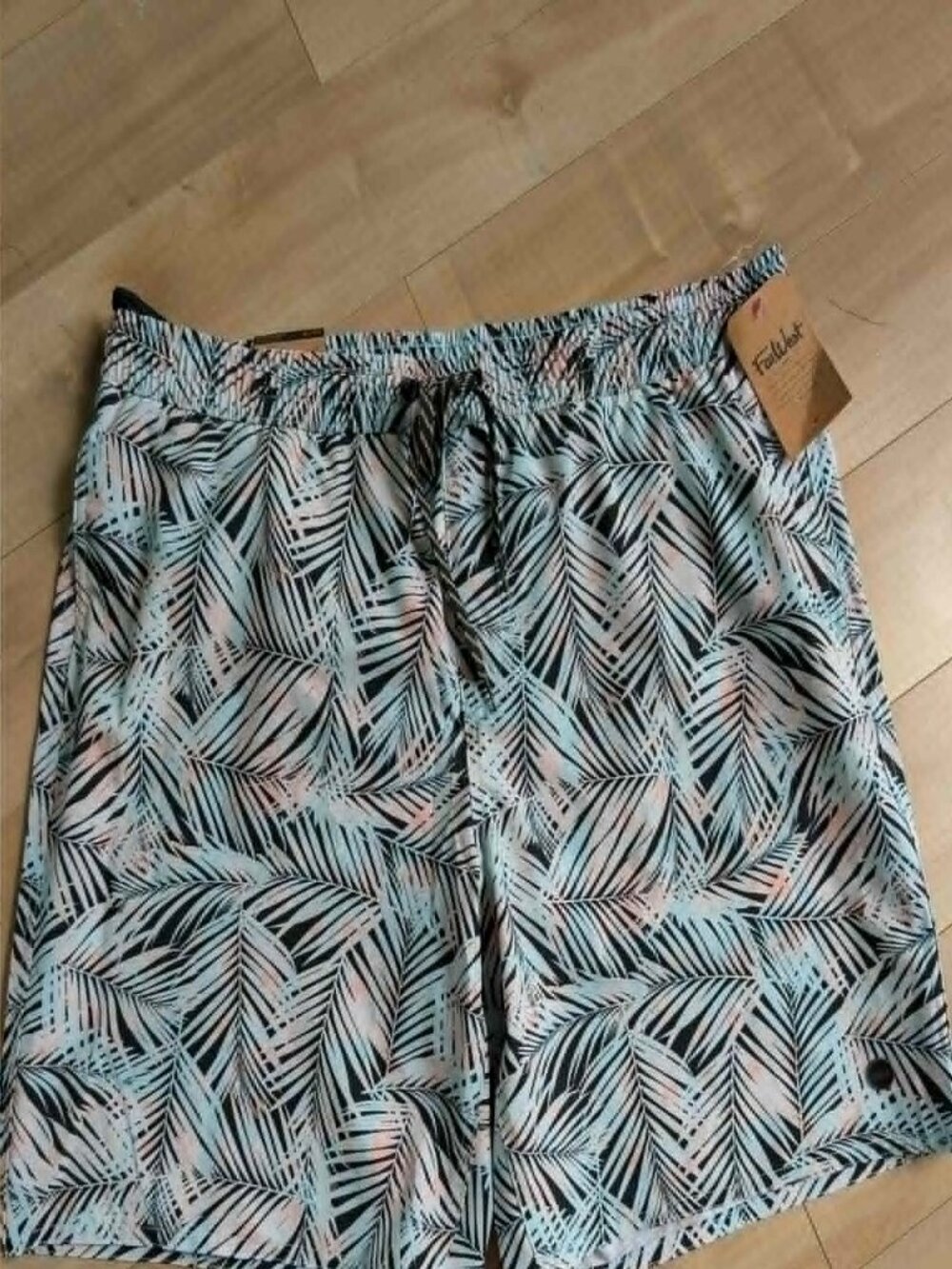 NWT Farwest Tropical Palm Print Swim Trunks L/G Quick Dry Beach Shorts